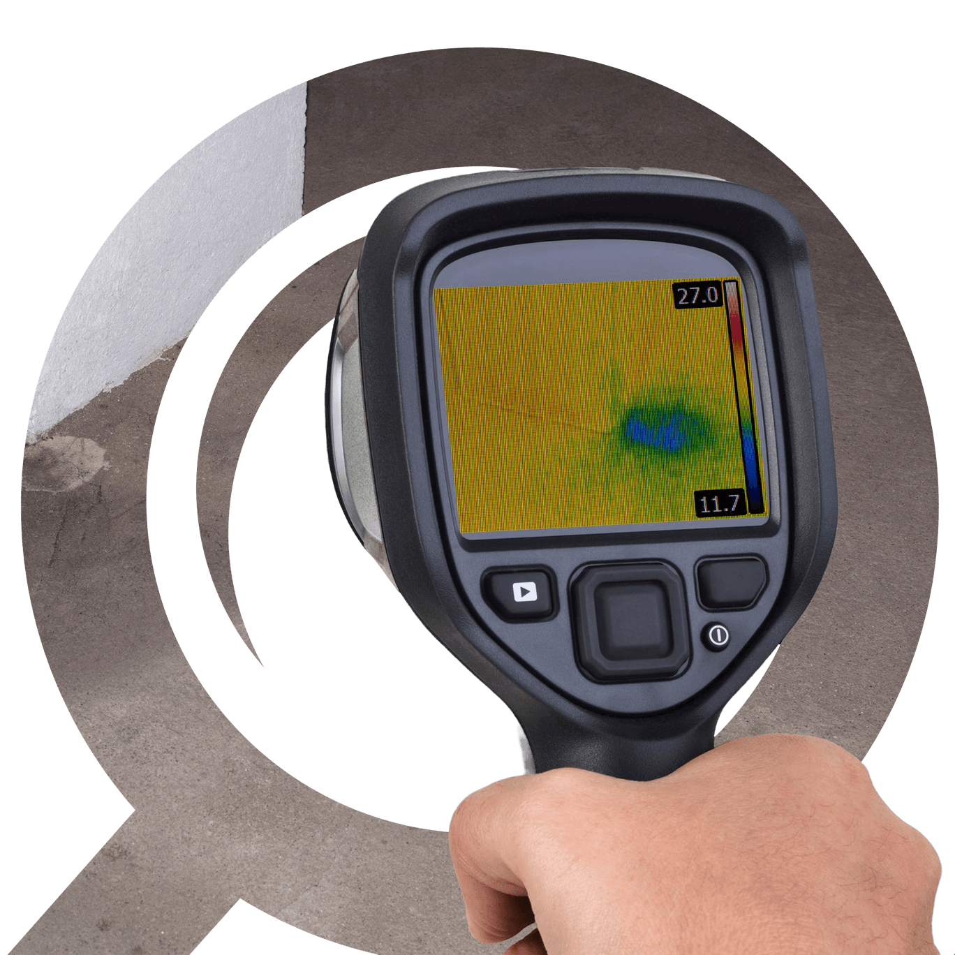 Thermal imaging camera detecting a hidden water leak behind a wall